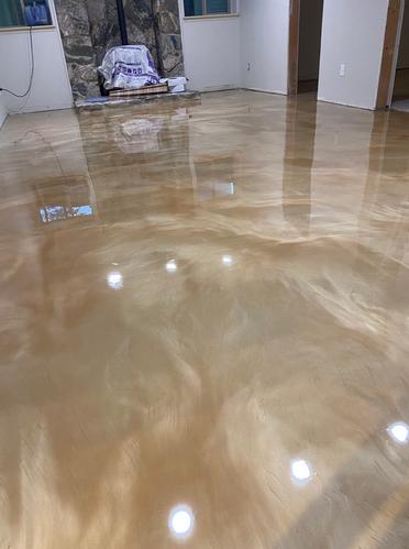 Epoxy floor coating on a residential floor