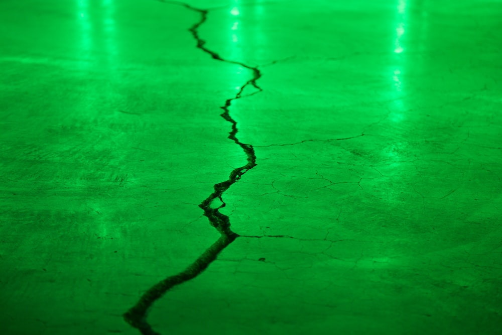 A crack in a concrete floor