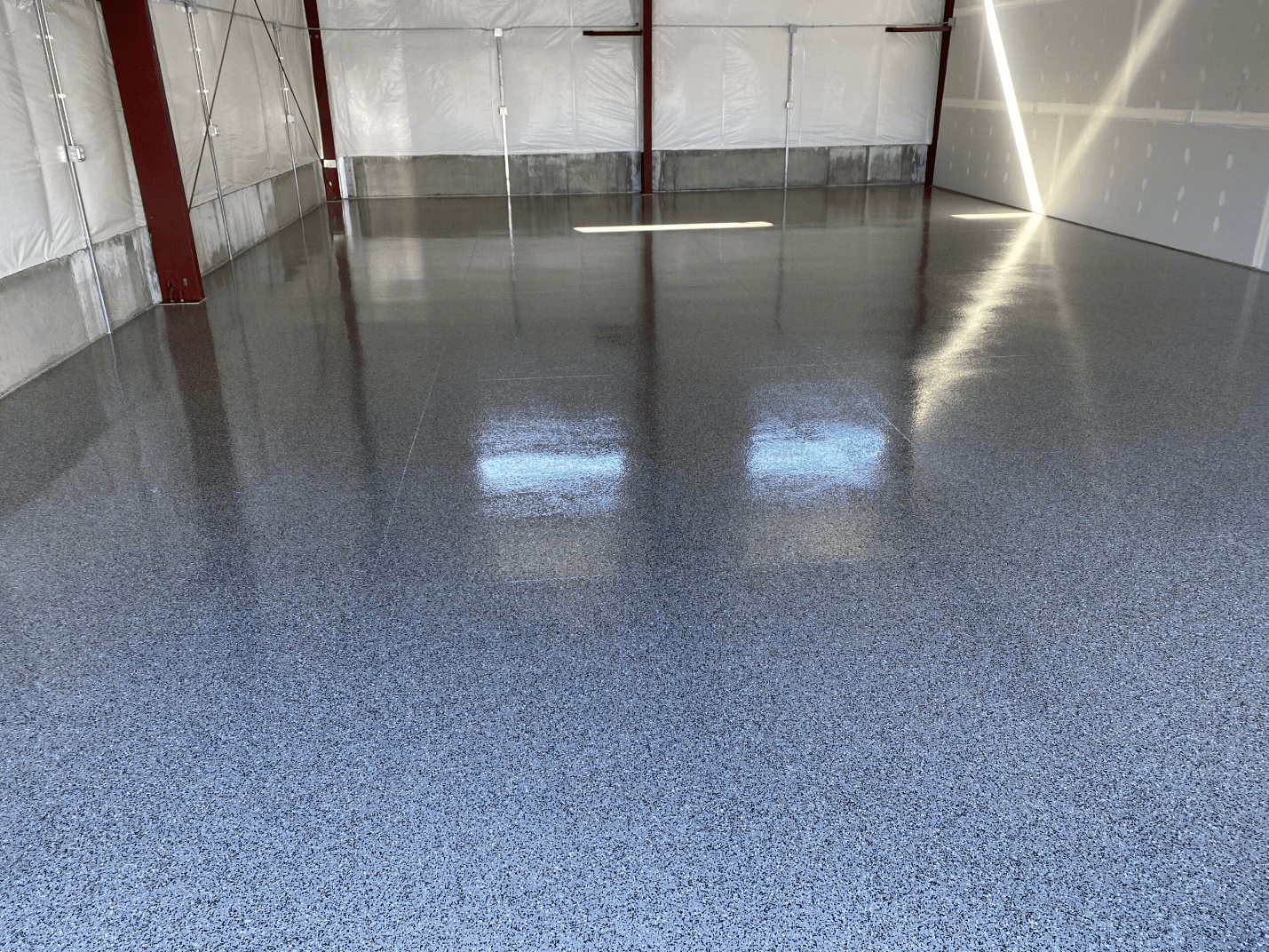An epoxy-coated garage floor