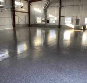 Epoxy floor coating in a commercial facility